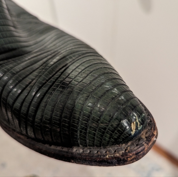 Size 9 Dan Post Green and Black Cowboy Lizard skin Boots - Picture 3 of 10